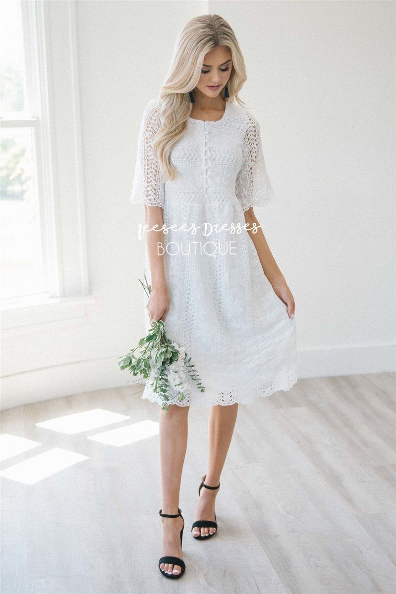 Beautiful White Lace Modest Dress ...